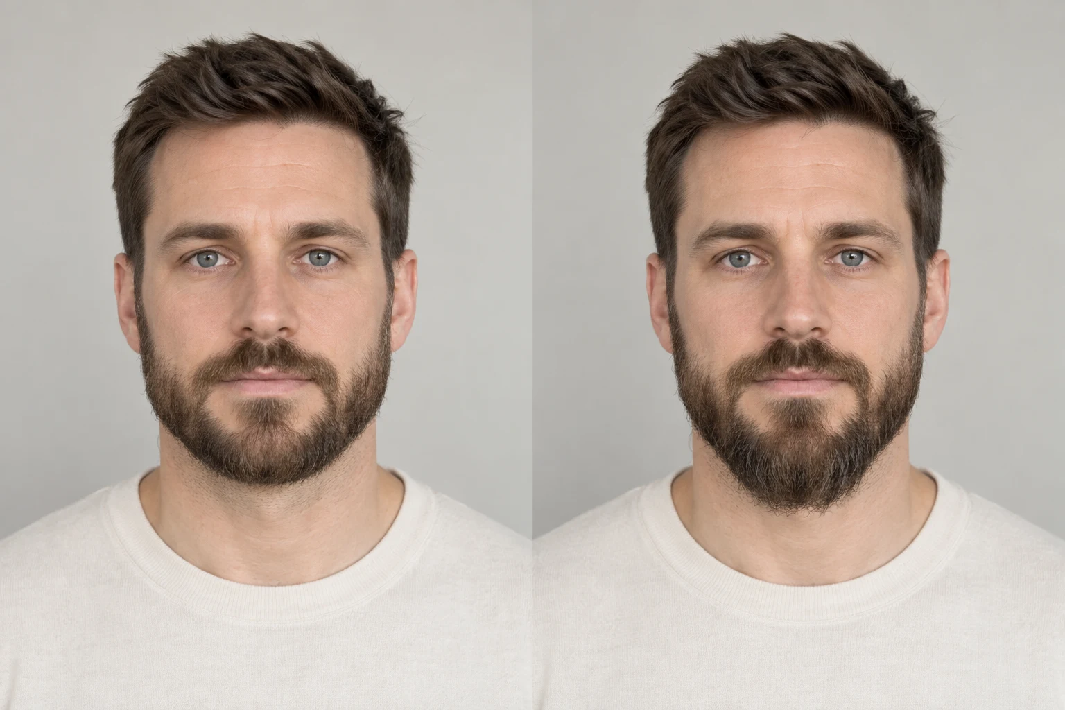 Editorial portrait illustrating beard framing around the lower face
