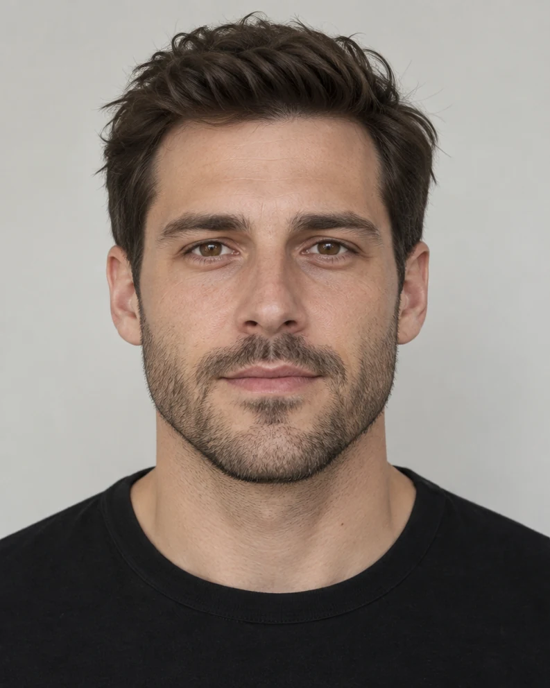 Shorter beard contour: natural-color editorial portrait example