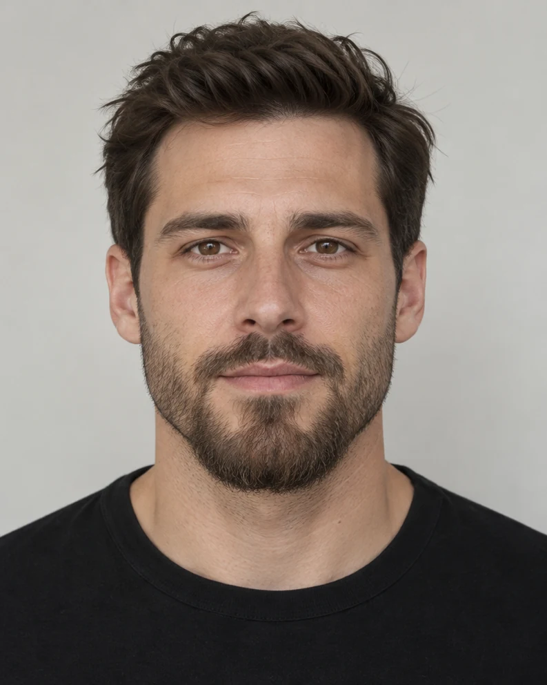 More length at the chin: natural-color editorial portrait example