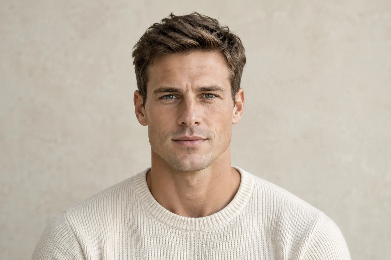 Front-facing portrait showing the whole facial outline and cheek-to-jaw relationship
