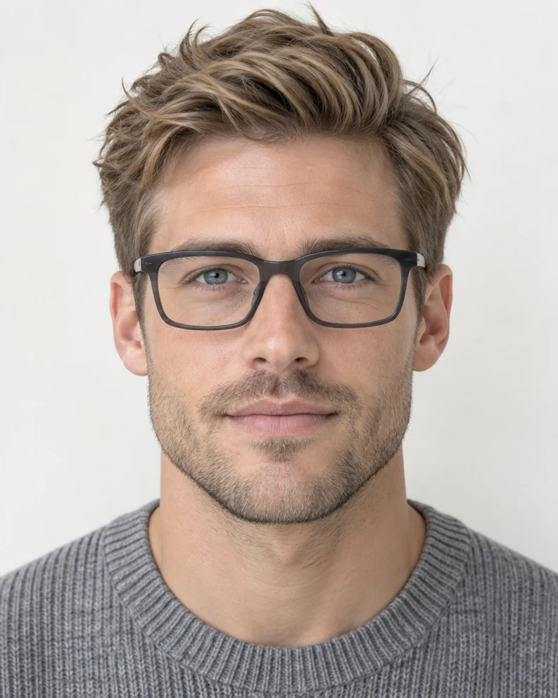 A heavier rim: natural-color editorial portrait example